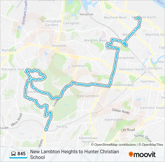 845 Bus Line Map