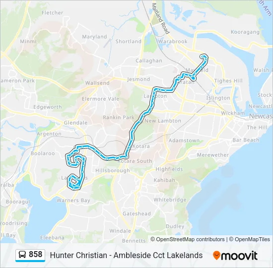 858 Bus Line Map