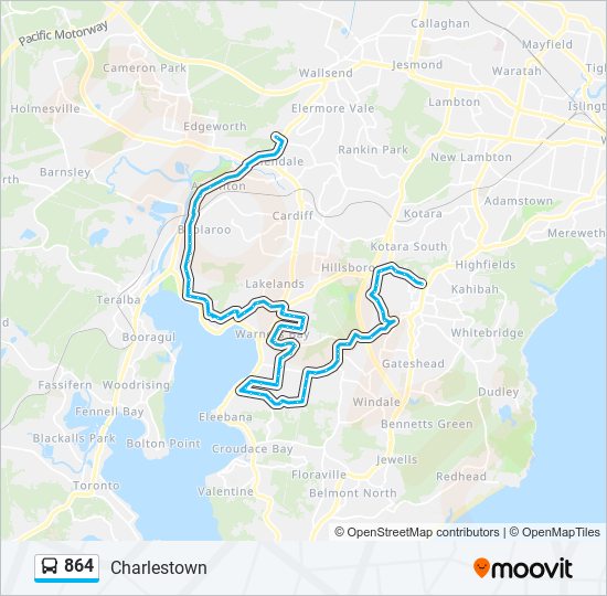 864 bus Line Map