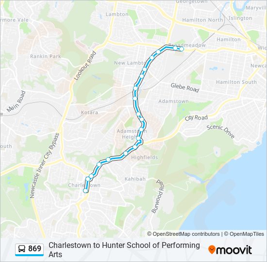 Mapa de 869 de autobús