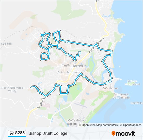 Mapa de S288 de autobús