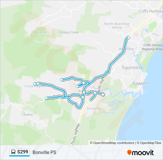 Mapa de S299 de autobús