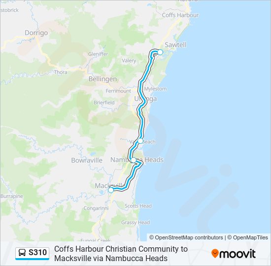 Mapa de S310 de autobús