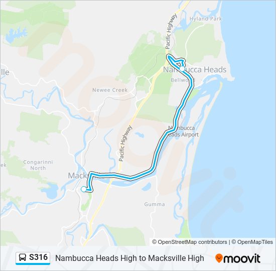 Mapa de S316 de autobús