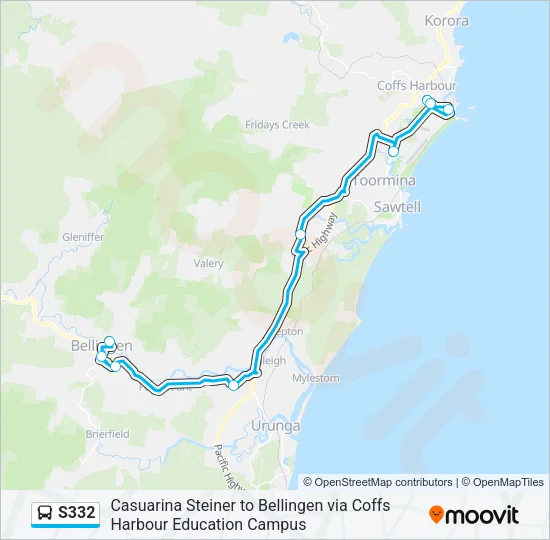 S332 Bus Line Map