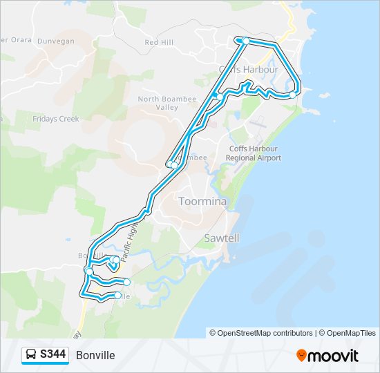 Mapa de S344 de autobús