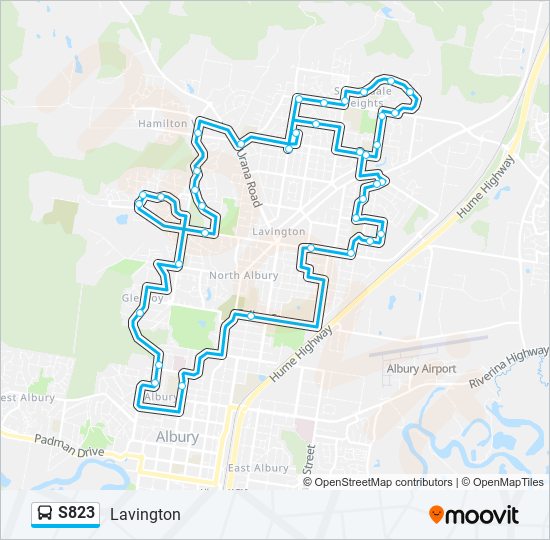 Mapa de S823 de autobús