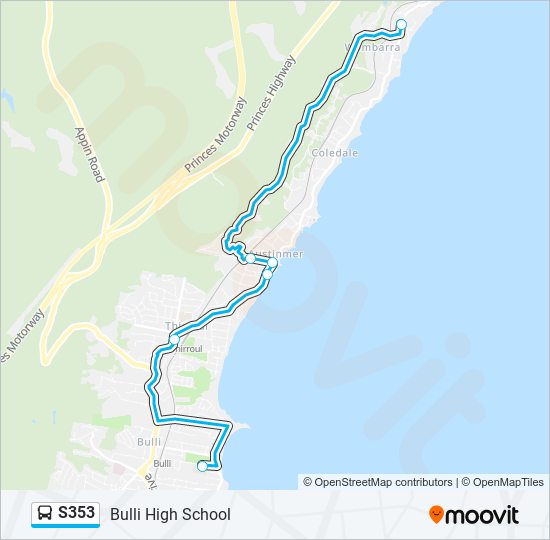 S353 bus Line Map