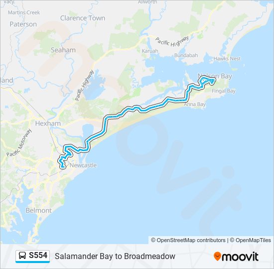 S554 bus Line Map