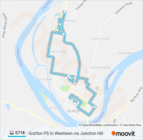 Mapa de S718 de autobús