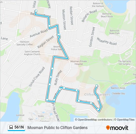 561N bus Line Map