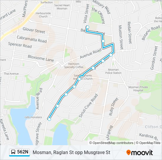 Mapa de 562N de autobús