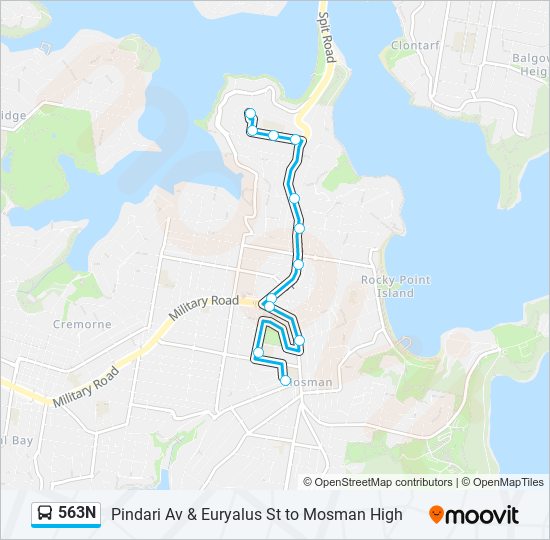 563N bus Line Map