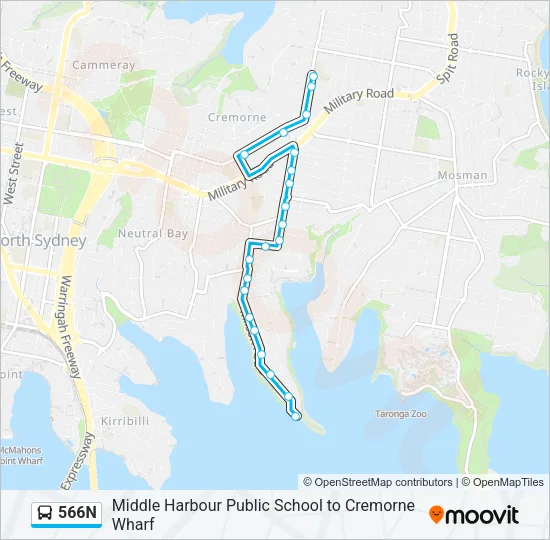 566N Bus Line Map