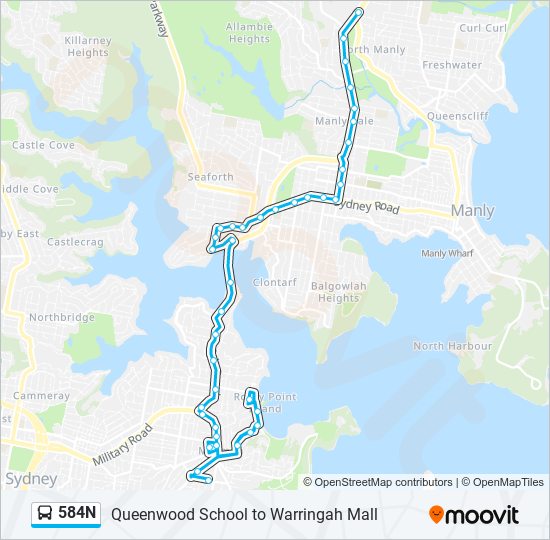 Mapa de 584N de autobús