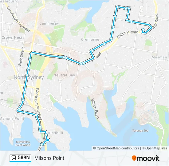 589N Bus Line Map
