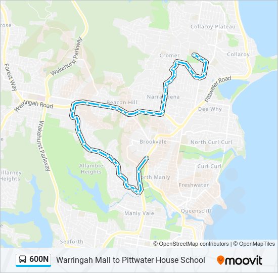 600N bus Line Map