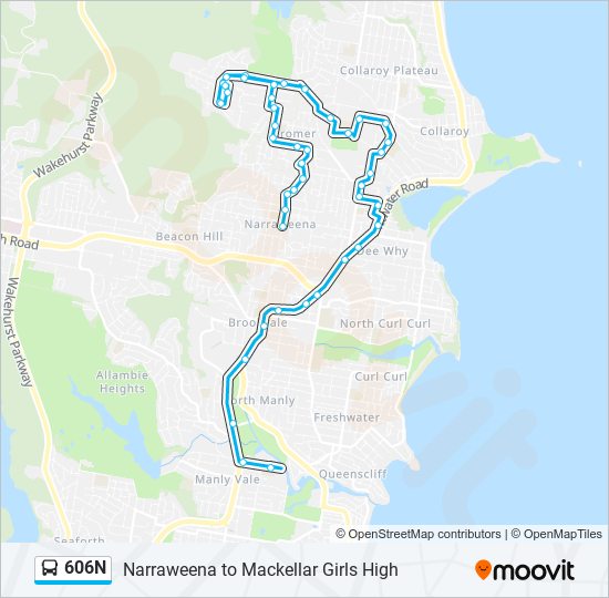 606N bus Line Map