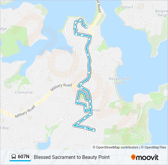 607N bus Line Map