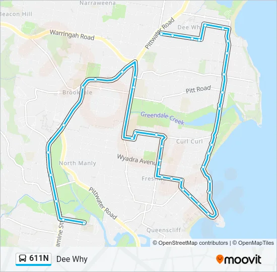 611N Bus Line Map