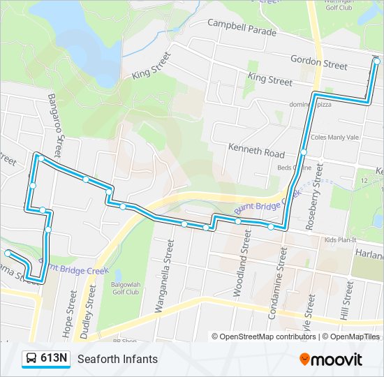 Mapa de 613N de autobús