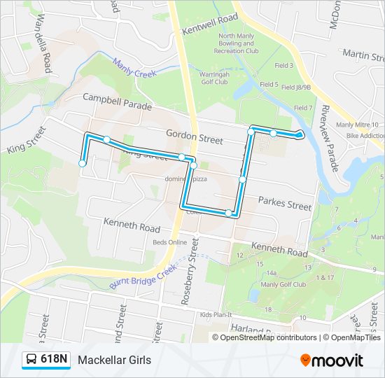 618N bus Line Map