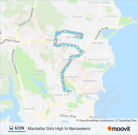 622N bus Line Map