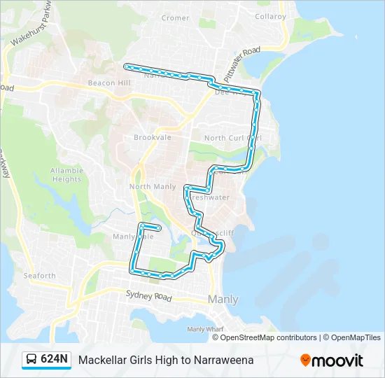 624N Bus Line Map