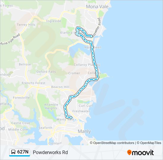 627N bus Line Map