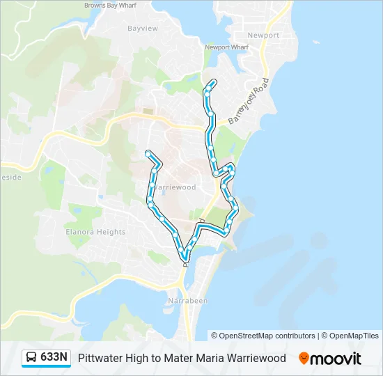 633N Bus Line Map