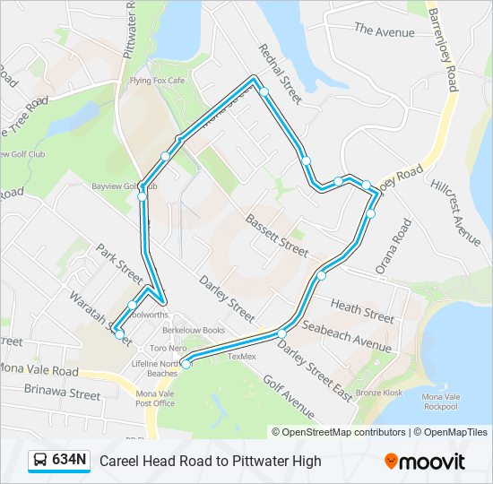 Mapa de 634N de autobús