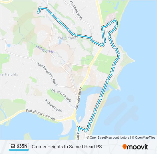 Mapa de 635N de autobús