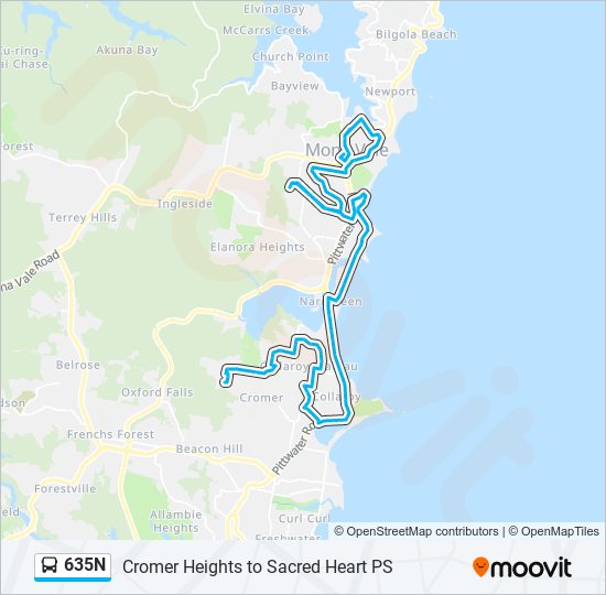 635N bus Line Map