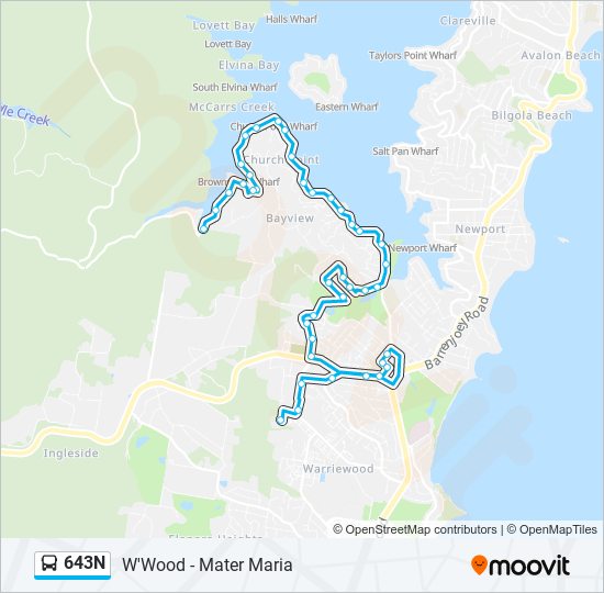 Mapa de 643N de autobús