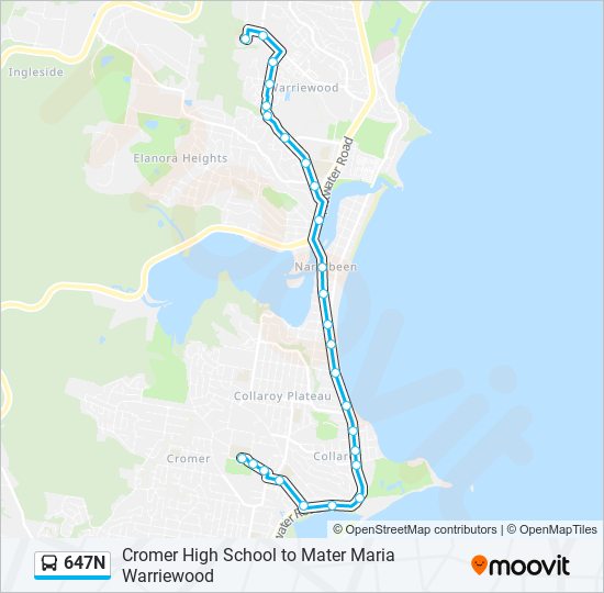 647N bus Line Map