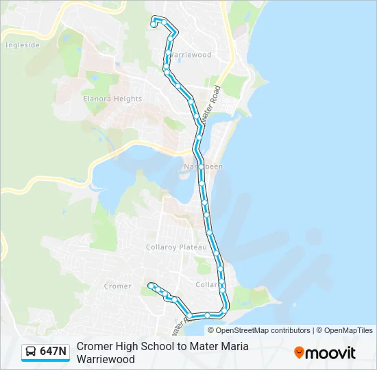 647N Bus Line Map