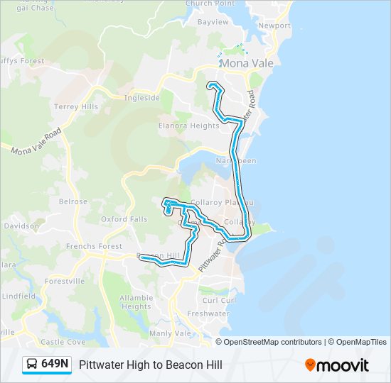 649N bus Line Map