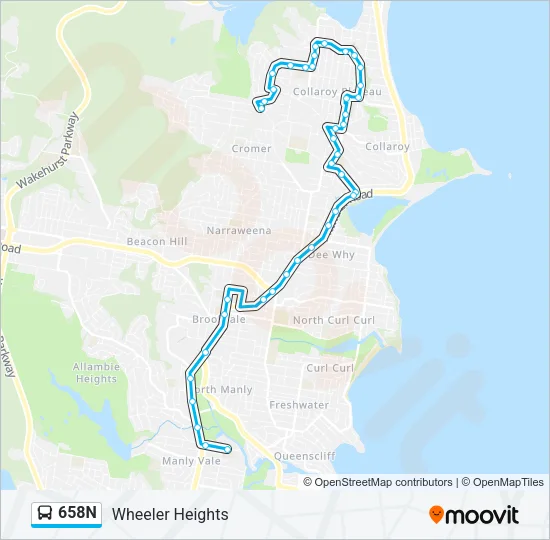 658N Bus Line Map
