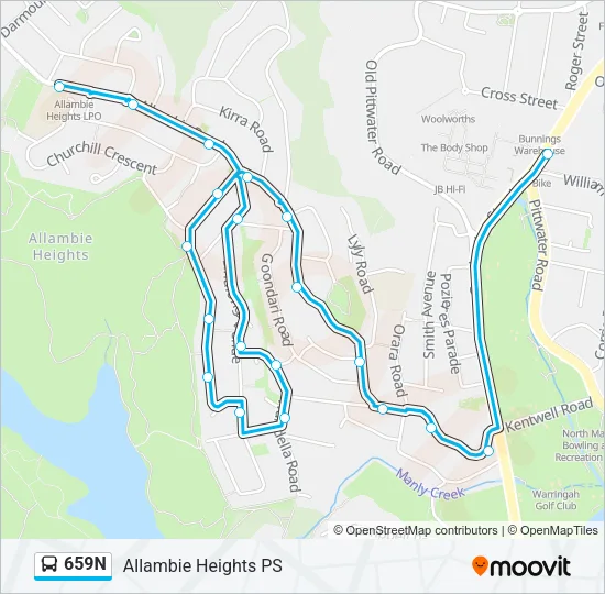 659N Bus Line Map