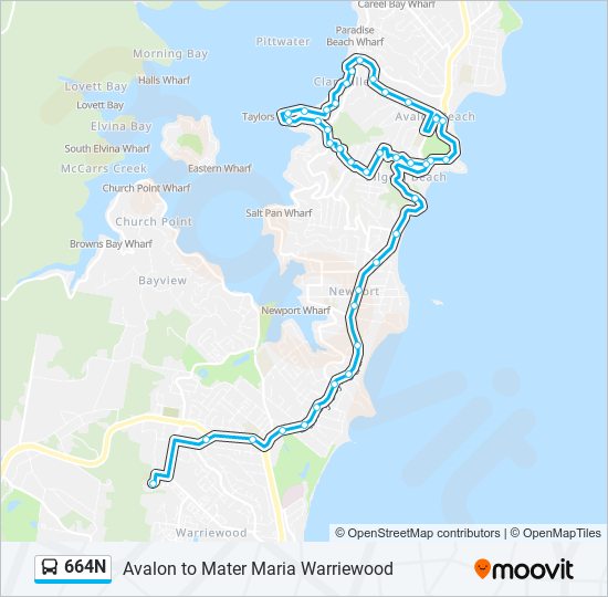 664N bus Line Map