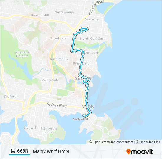 669N Bus Line Map