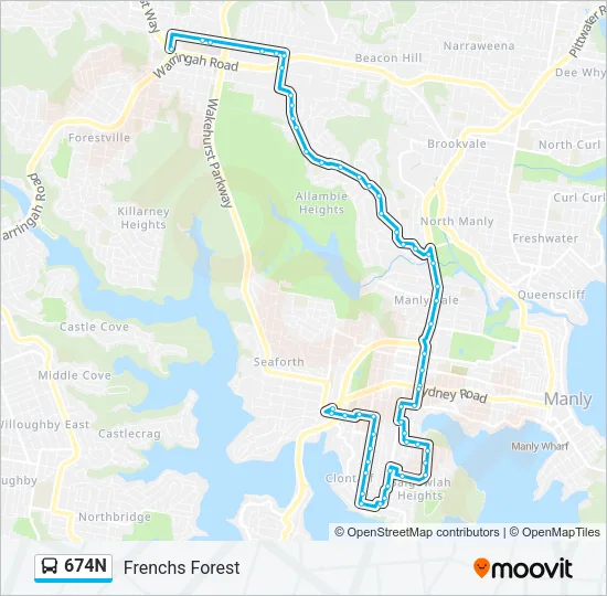674N Bus Line Map
