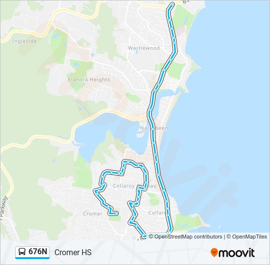 676N bus Line Map