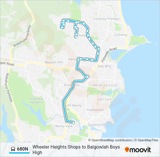680N Bus Line Map