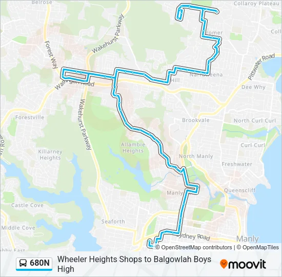 680N Bus Line Map