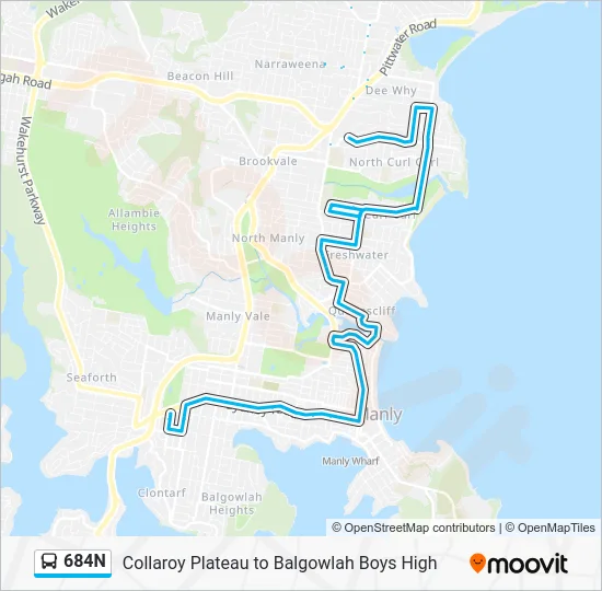 684N Route: Schedules, Stops & Maps - Balgowlah Boys HS (Updated)