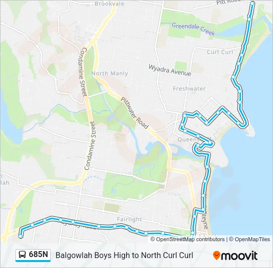 685N Bus Line Map