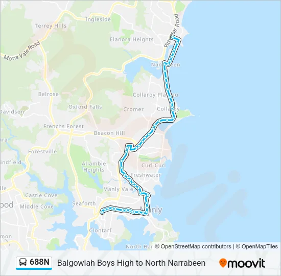 688N Bus Line Map