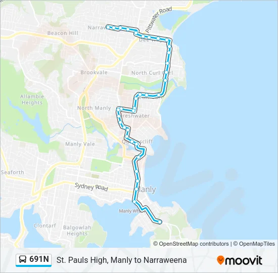 691N Bus Line Map