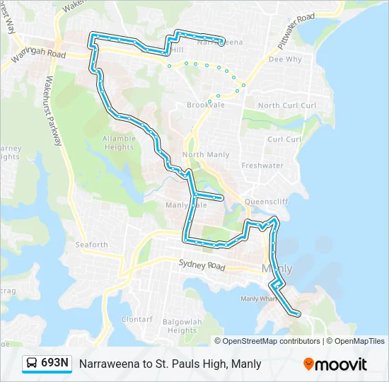 693N Bus Line Map